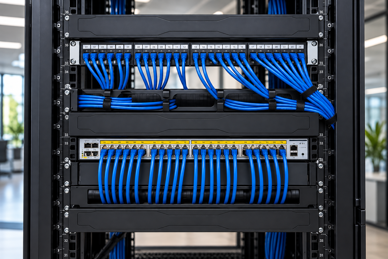 Gabinetes racks y patch panels